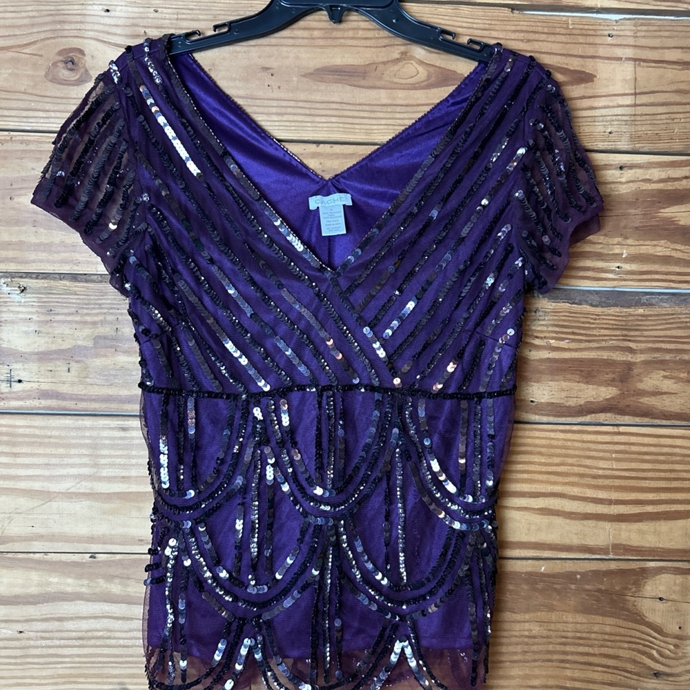 Cache Deep Purple Sequin Blouse . - image 1